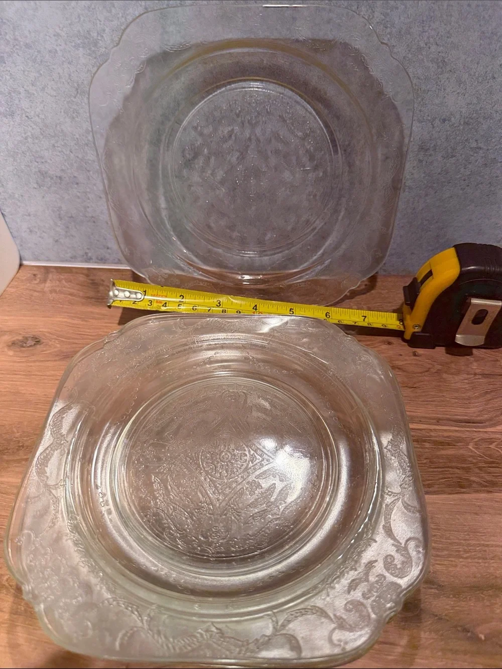 Vintage Federal Glass Madrid Embossed Glass plates - set of four-